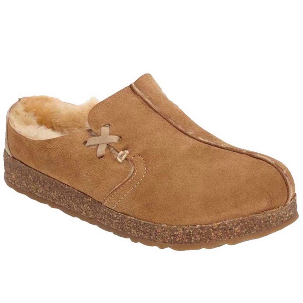 Haflinger Tan Suede Slippers Saskatchewan Slipper Beige (Women's)